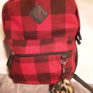 Candie's Red Black Plaid Backpack New